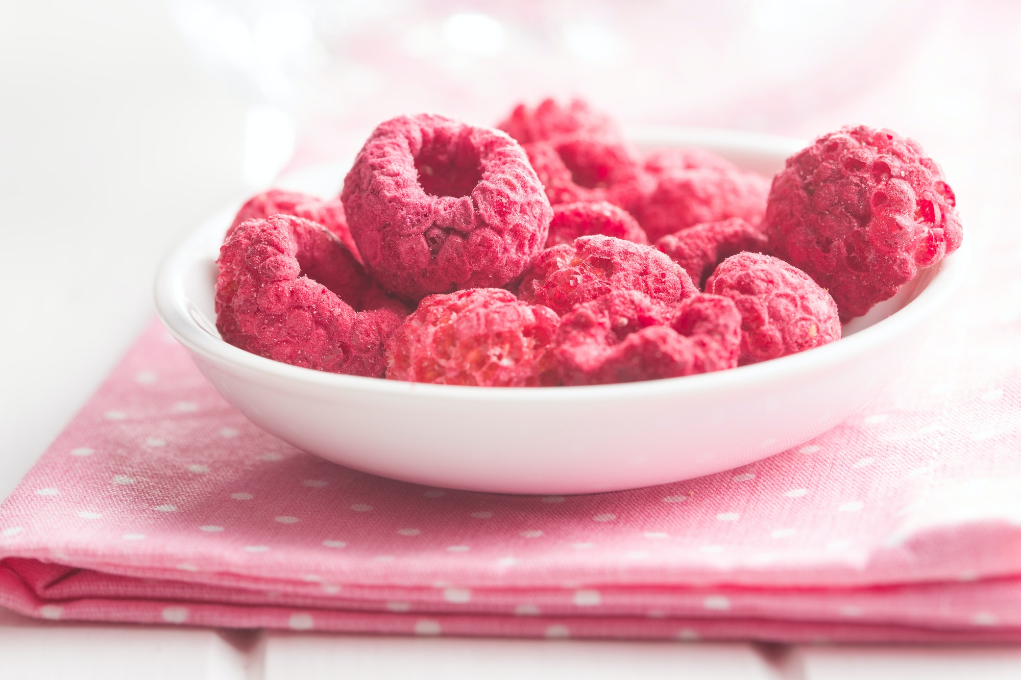 Freeze dried raspberries.